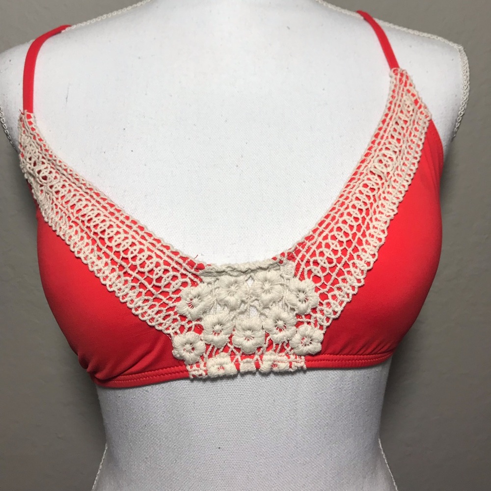 Lucky Brand Crochet-Cross Bikini Top